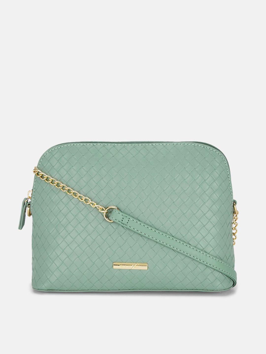 forever glam by pantaloons green textured structured sling bag