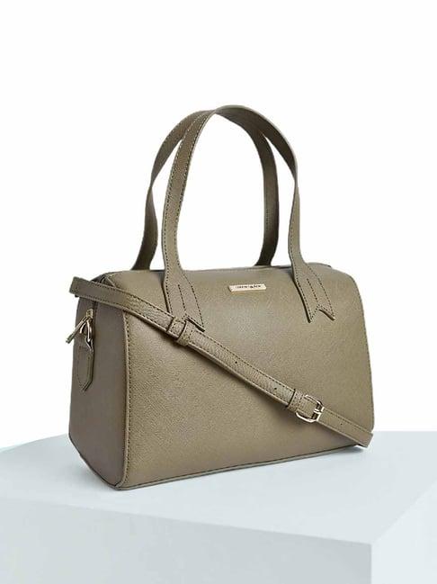 forever glam by pantaloons khaki medium satchel handbag