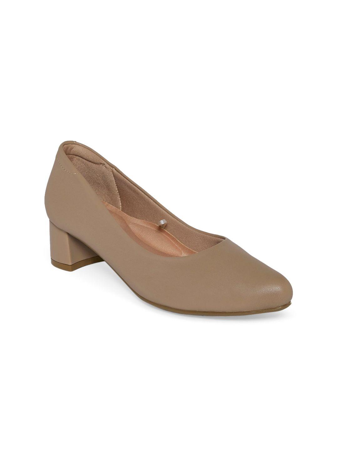 forever glam by pantaloons nude-coloured block pumps