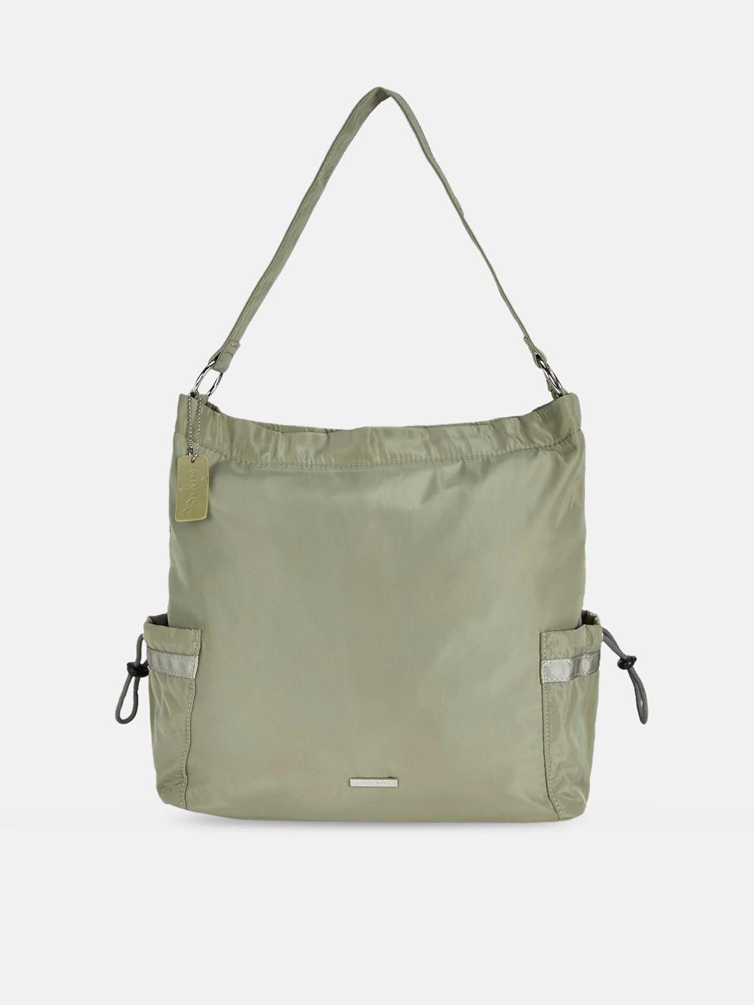 forever glam by pantaloons olive green oversized shopper hobo bag with tasselled