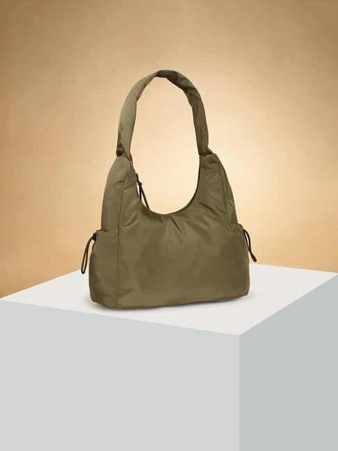 forever glam by pantaloons olive solid hobo shoulder handbag