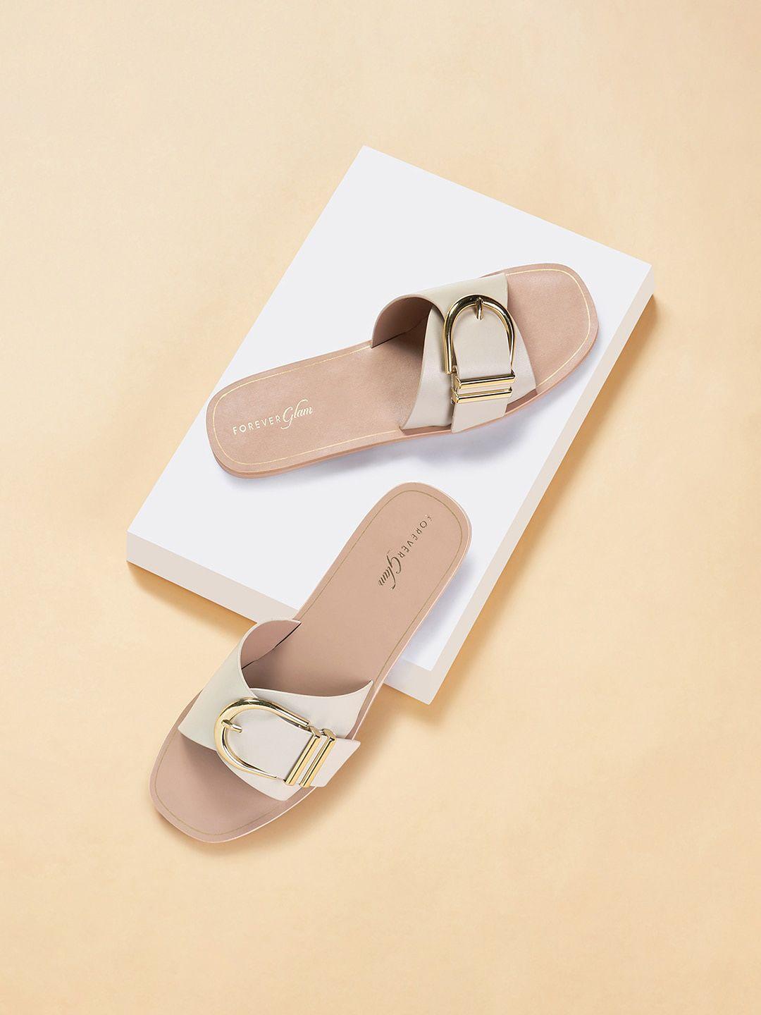forever glam by pantaloons open toe flats with buckles