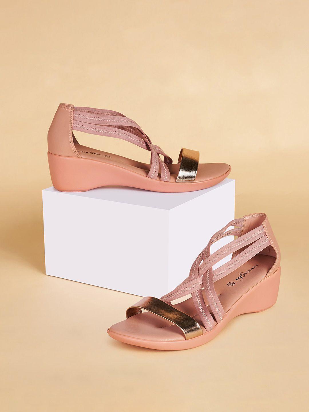 forever glam by pantaloons pink pu wedge sandals