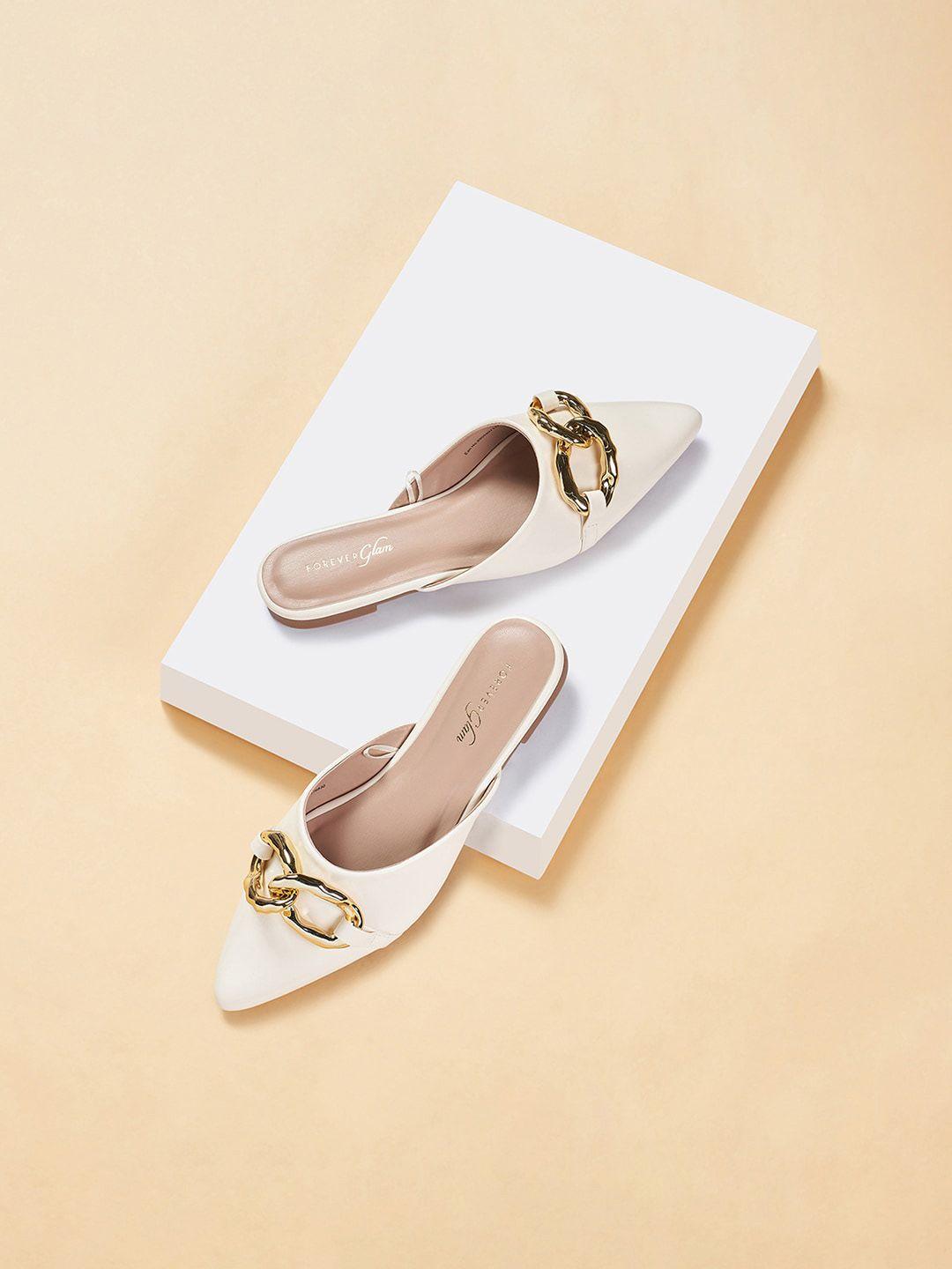 forever glam by pantaloons pointed toe slip-on mules