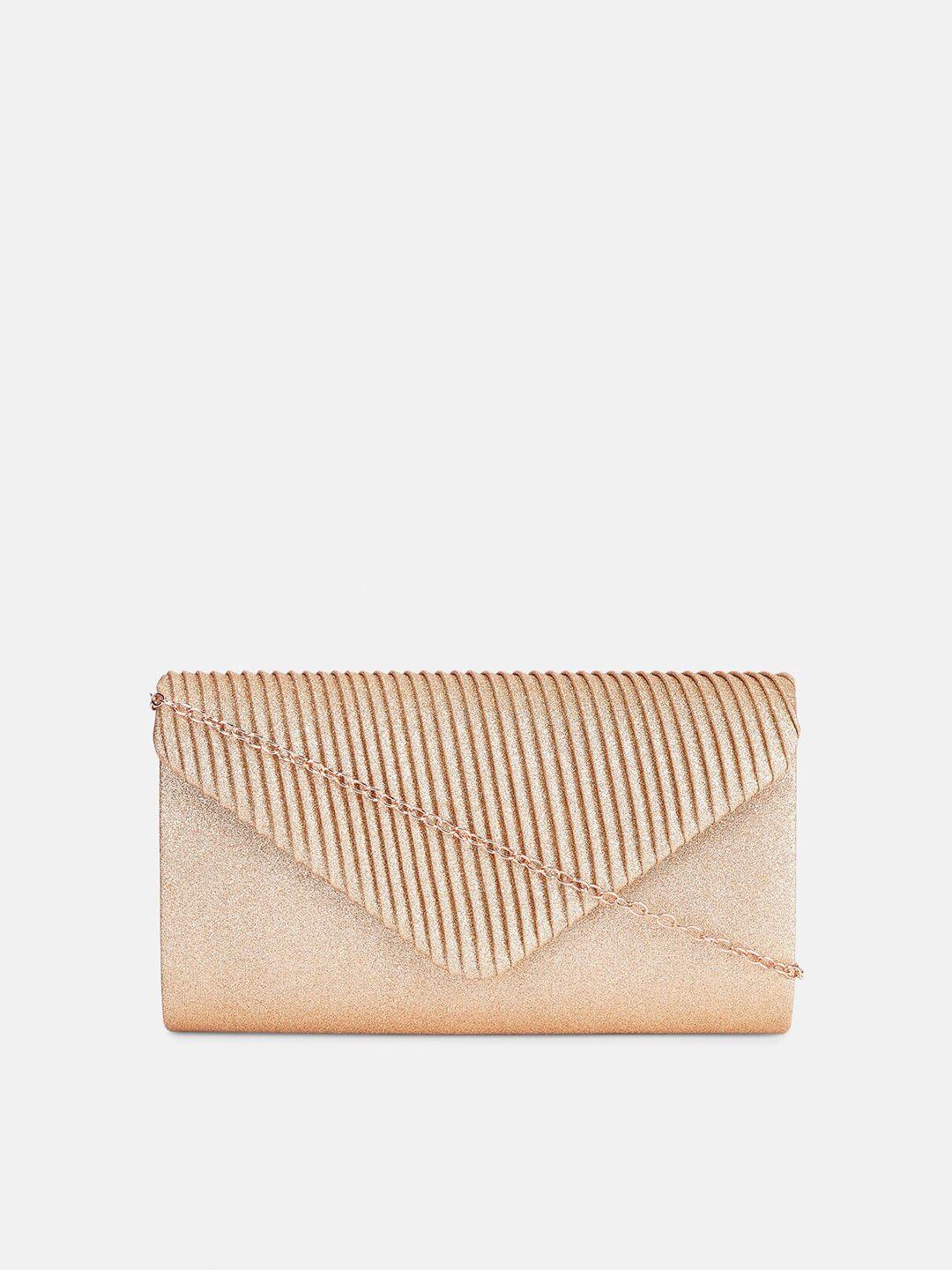 forever glam by pantaloons rose gold-toned textured envelope clutch