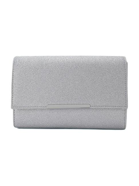 forever glam by pantaloons silver shimmer small clutch