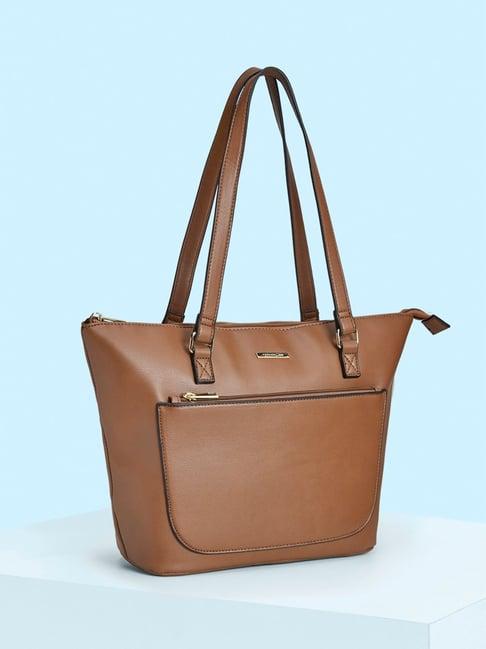 forever glam by pantaloons tan medium tote bag