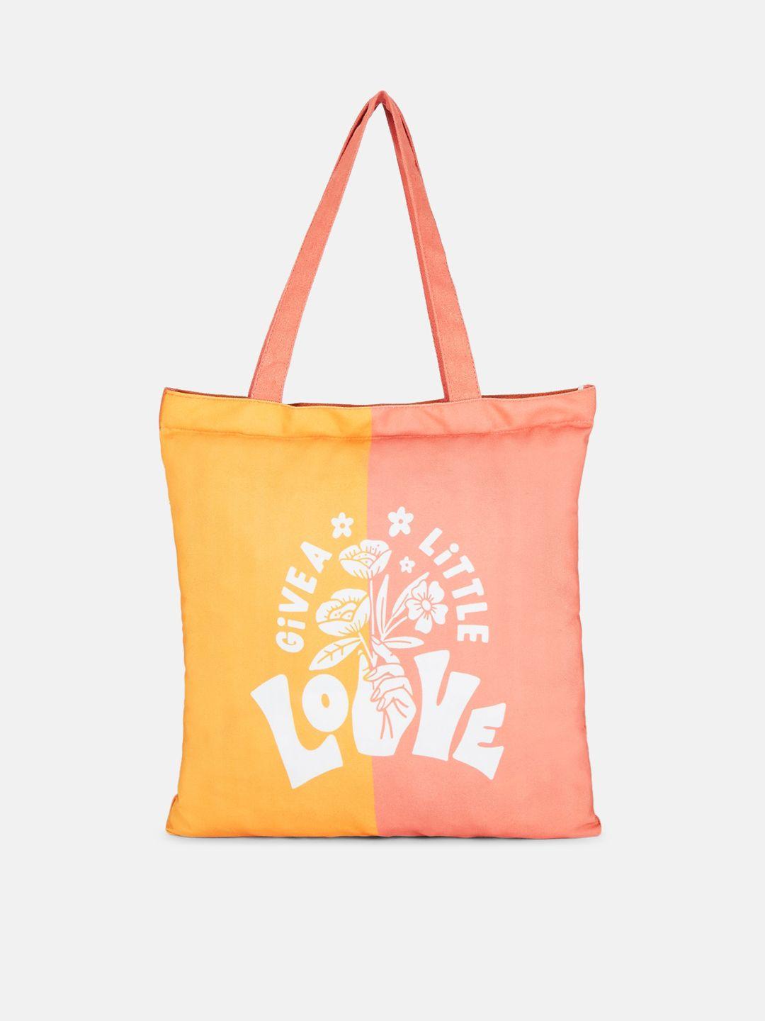 forever glam by pantaloons typography printed shopper pure cotton tote bag