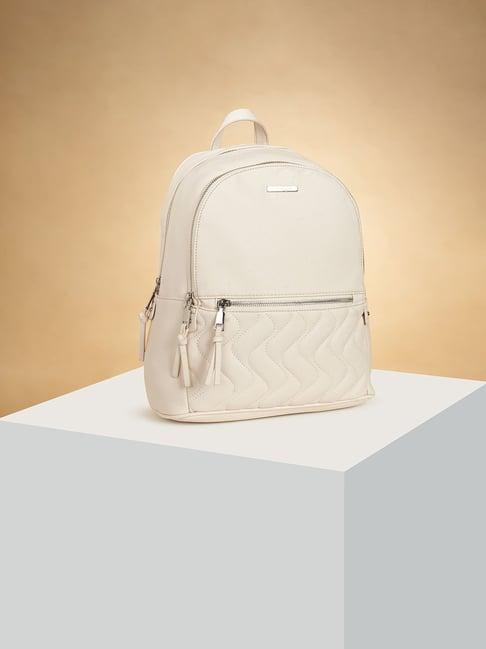 forever glam by pantaloons white  pu medium backpack