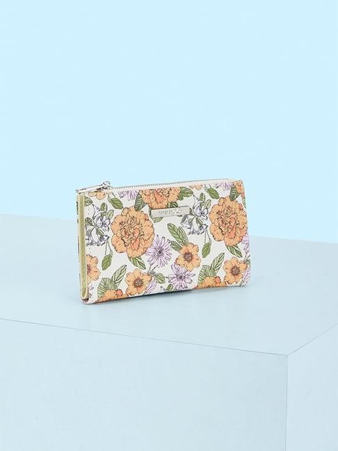 forever glam by pantaloons white floral medium wallet for women