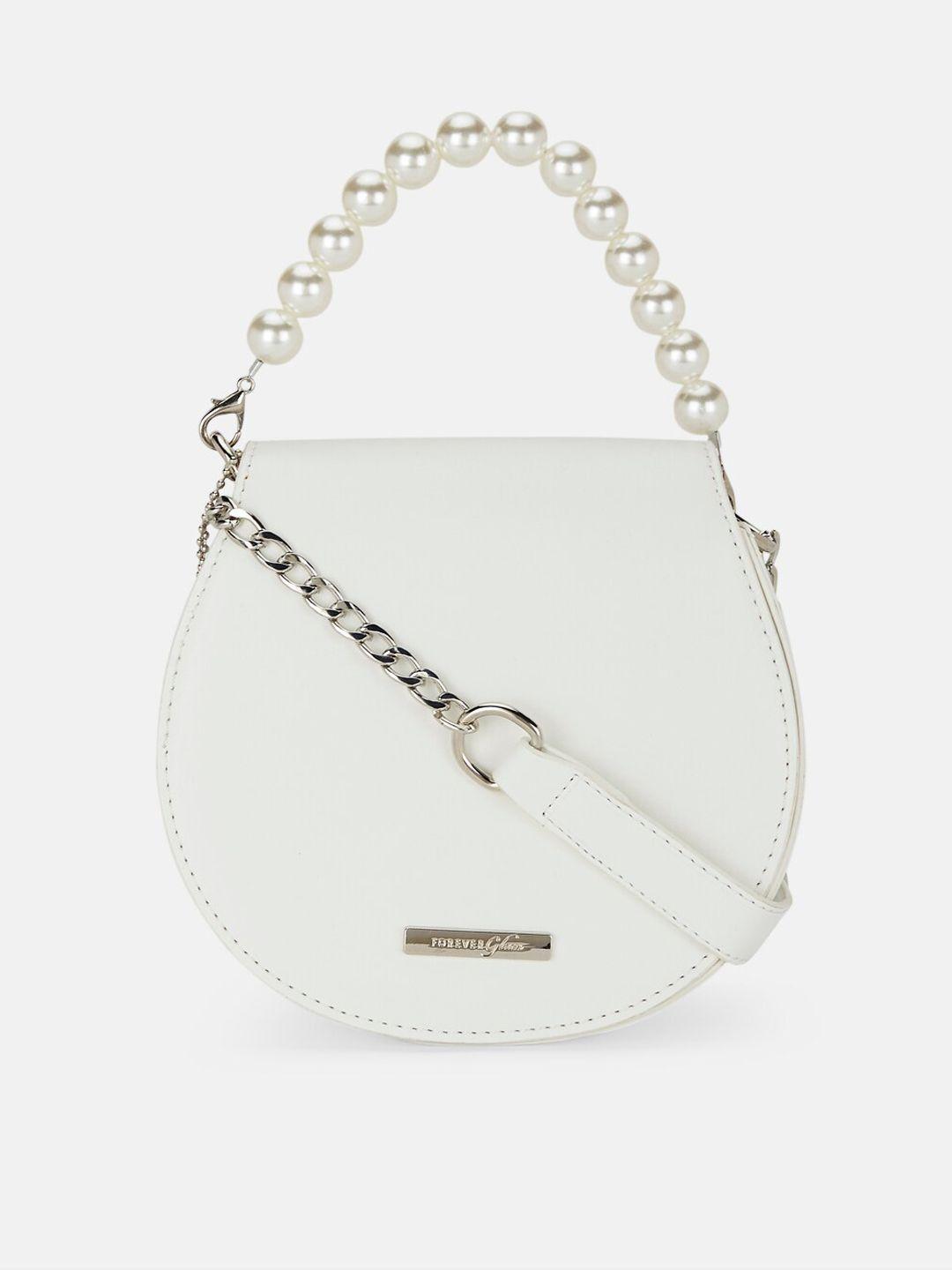 forever glam by pantaloons white pu structured sling bag