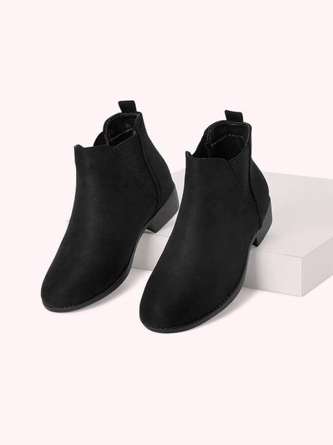 forever glam by pantaloons women's black chelsea boots