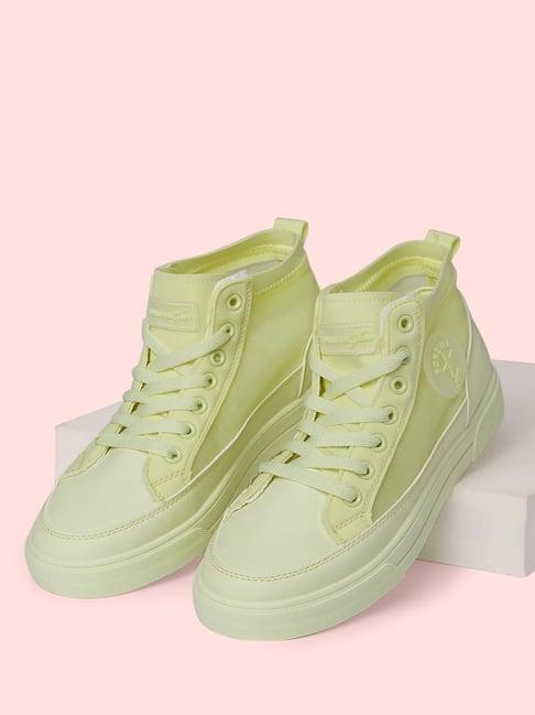 forever glam by pantaloons women's lime ankle high sneakers