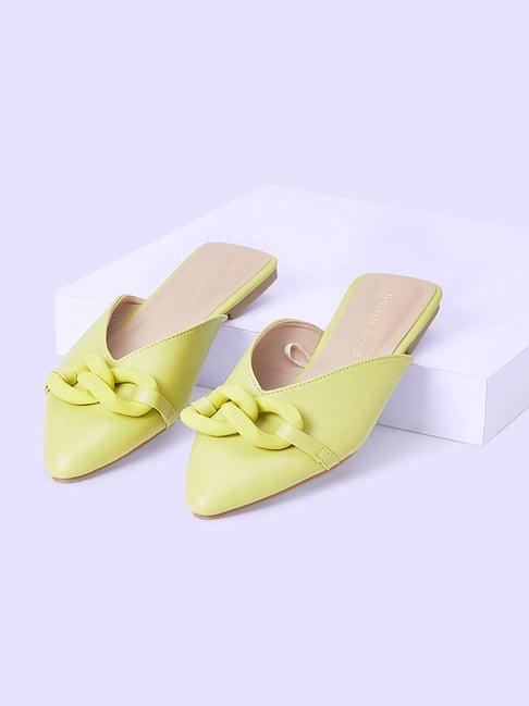 forever glam by pantaloons women's lime mule shoes