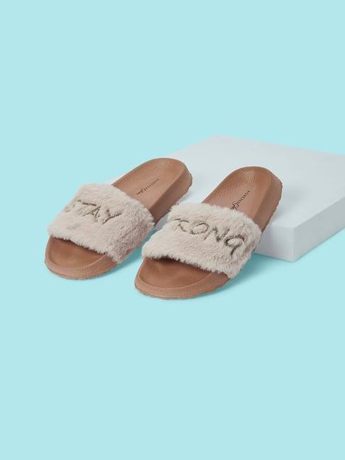 forever glam by pantaloons women's off white slides