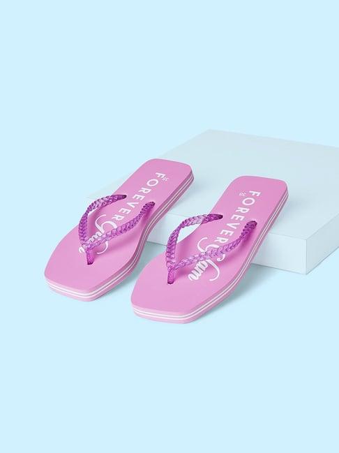 forever glam by pantaloons women's pink flip flops