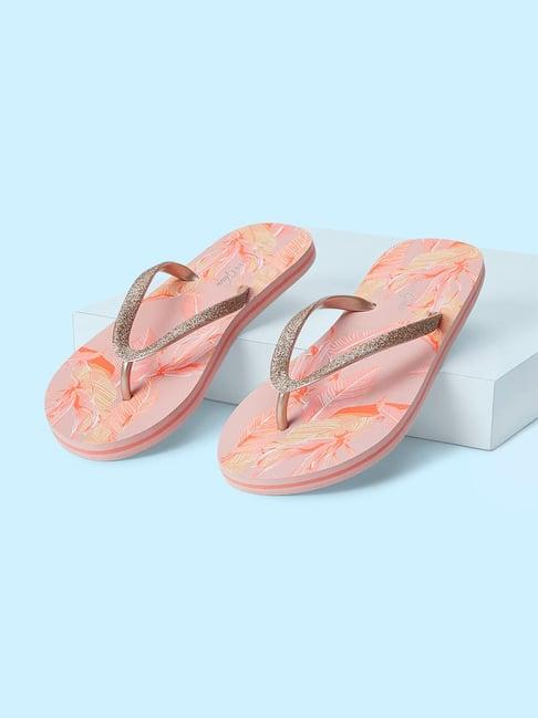 forever glam by pantaloons women's rose gold flip flops