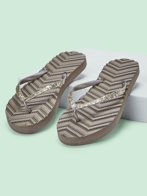 forever glam by pantaloons women's taupe flip flops