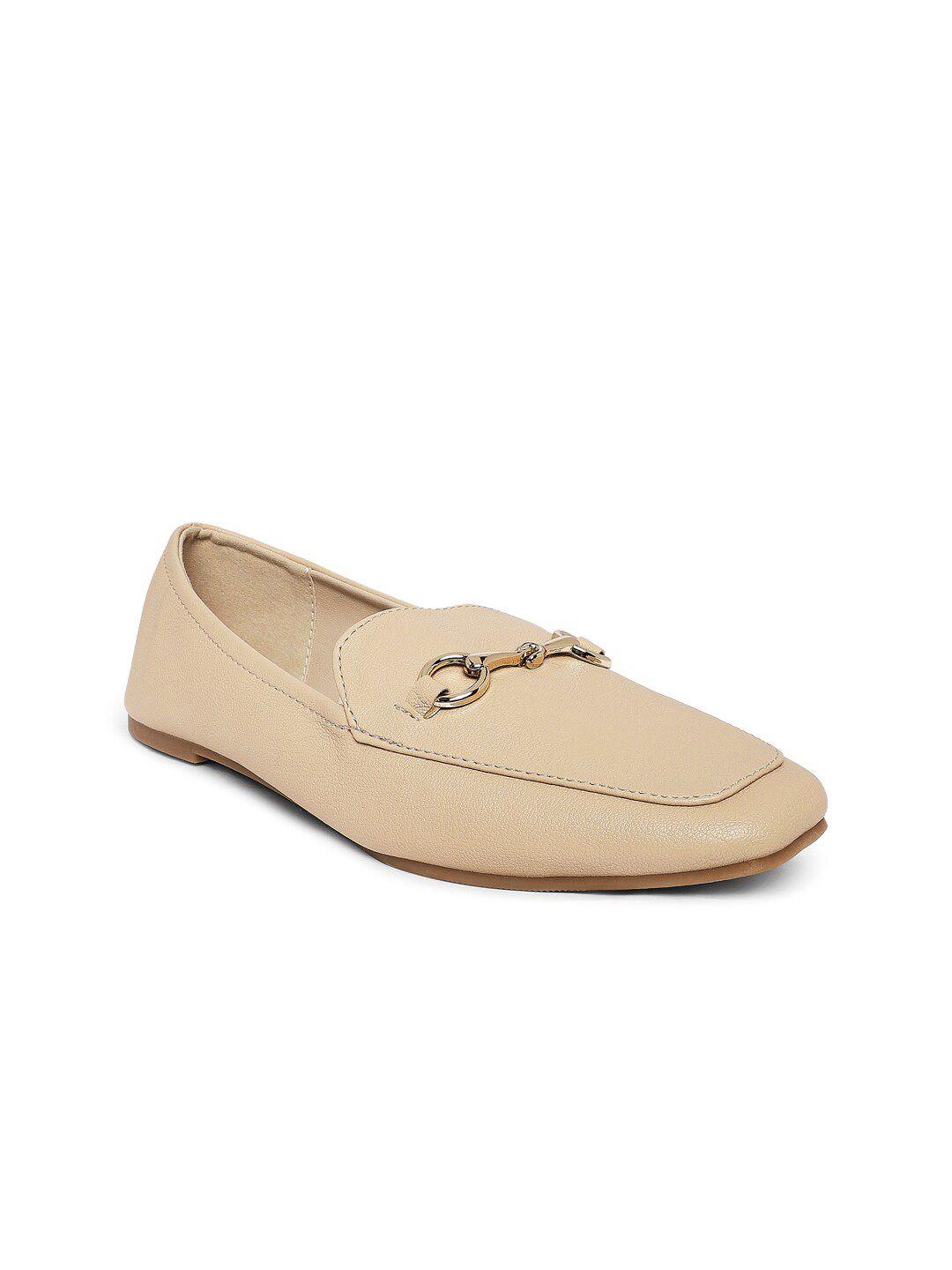 forever glam by pantaloons women beige pu loafers