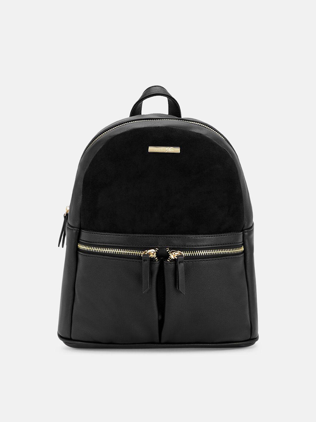 forever glam by pantaloons women black & gold-toned backpack