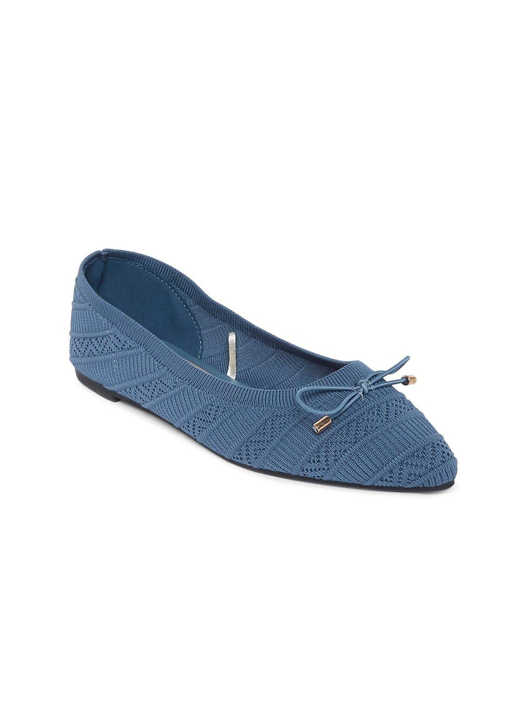 forever glam by pantaloons women blue bows ballerinas flats