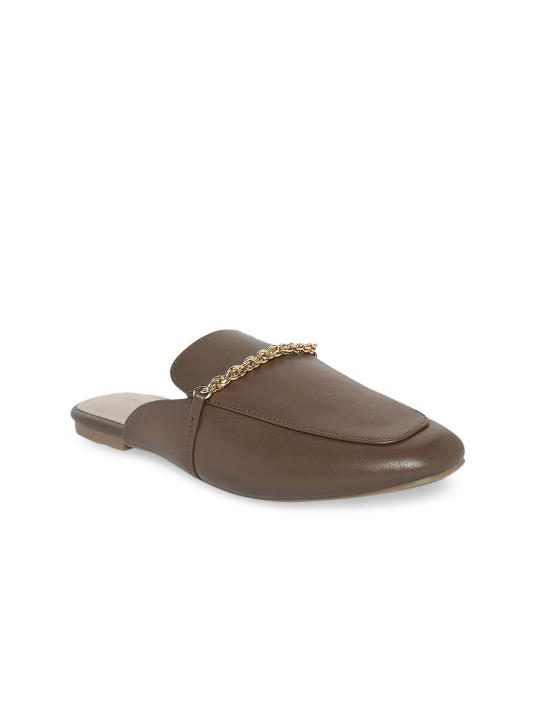 forever glam by pantaloons women brown mules flats