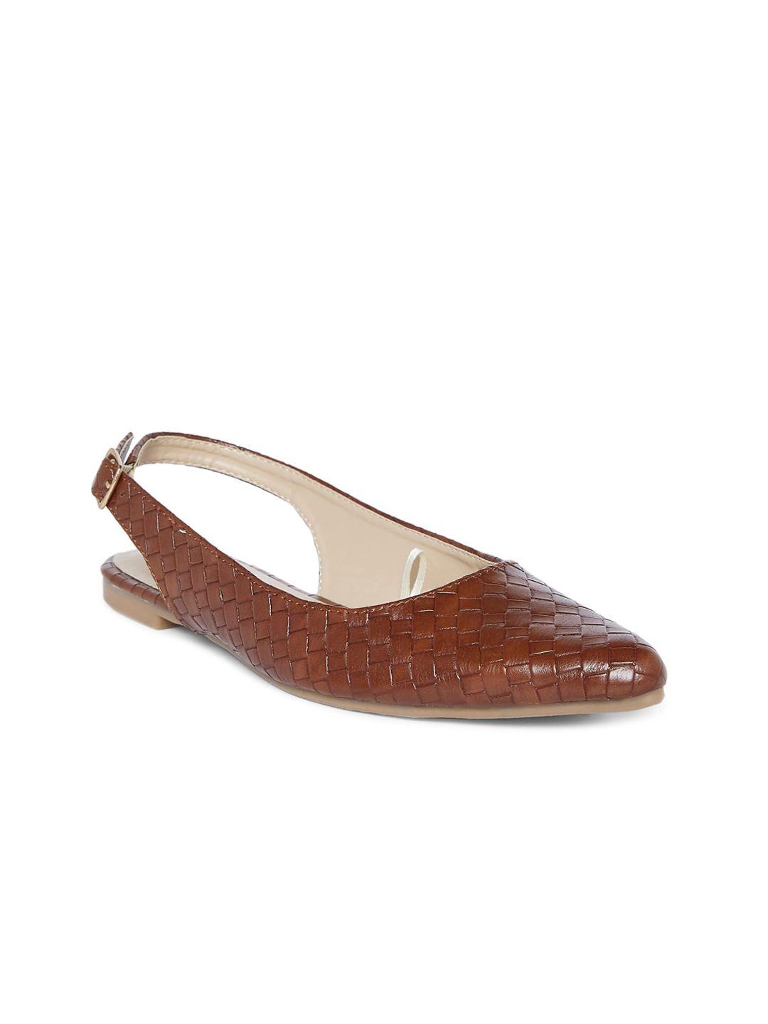 forever glam by pantaloons women brown textured mules flats