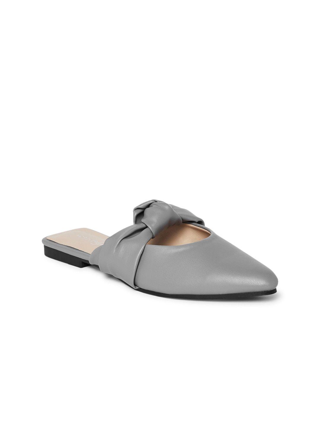 forever glam by pantaloons women grey mules flats