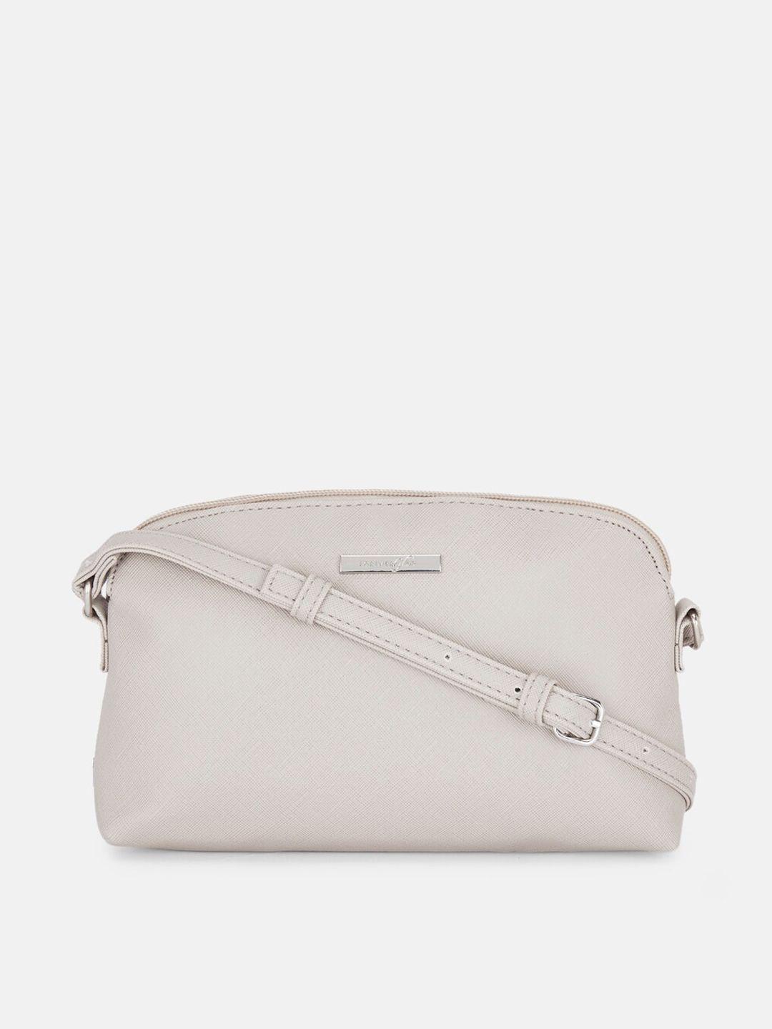 forever glam by pantaloons women grey pu half moon sling bag with bow detail