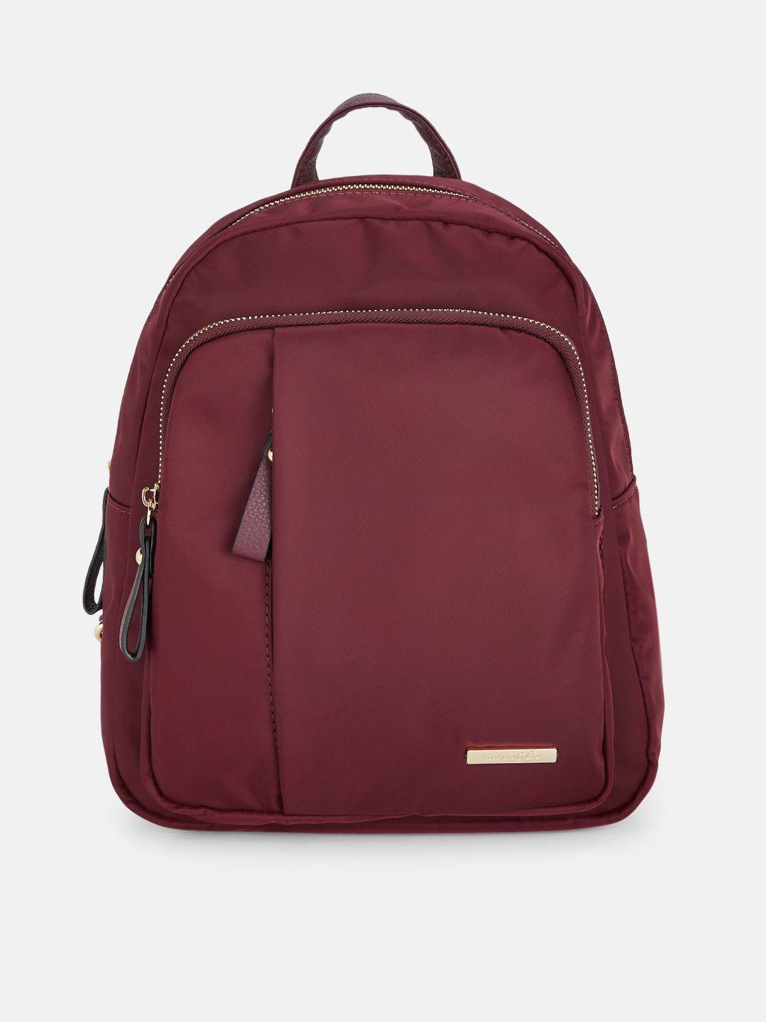 forever glam by pantaloons women maroon solid backpack