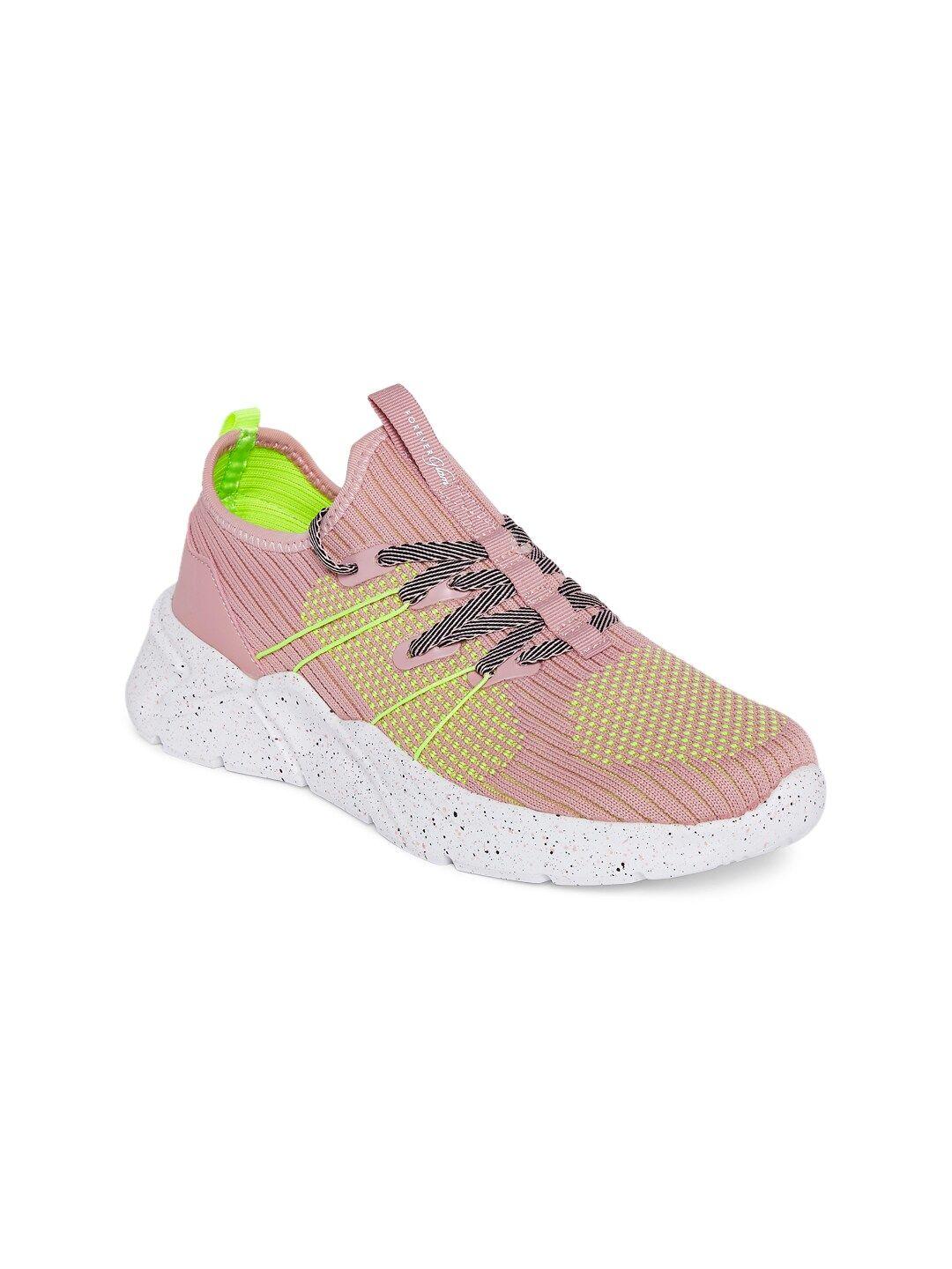 forever glam by pantaloons women pink & green flyknit walking non-marking shoes