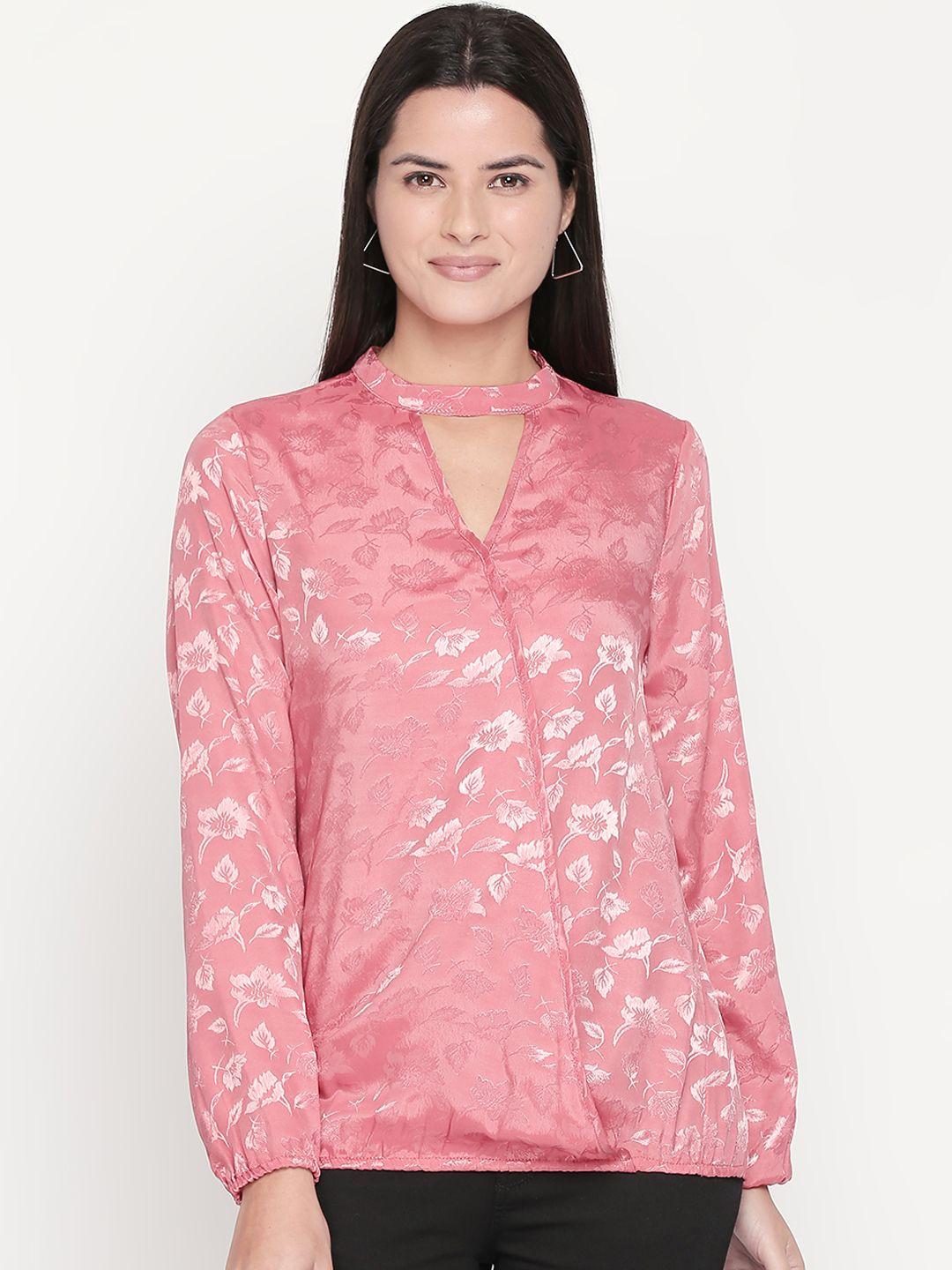 forever glam by pantaloons women pink printed blouson top