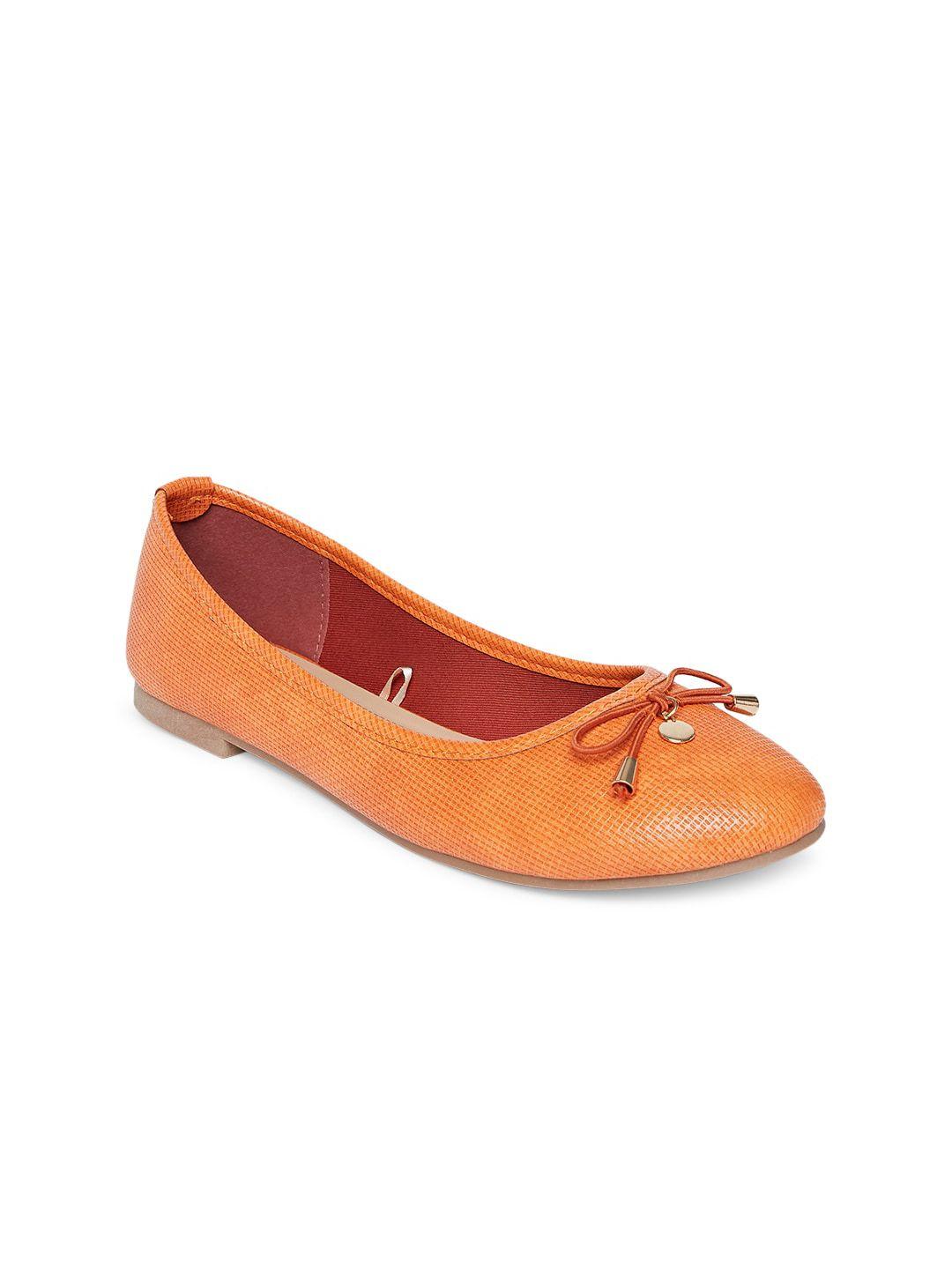 forever glam by pantaloons women textured ballerinas with bows