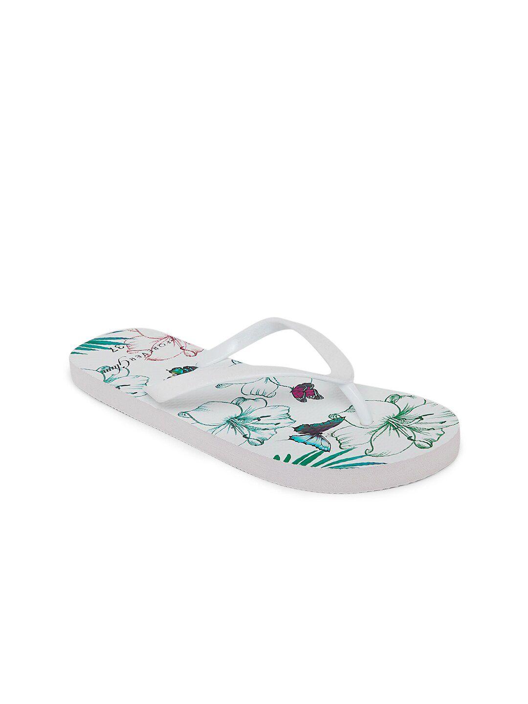 forever glam by pantaloons women white & green printed slip-on