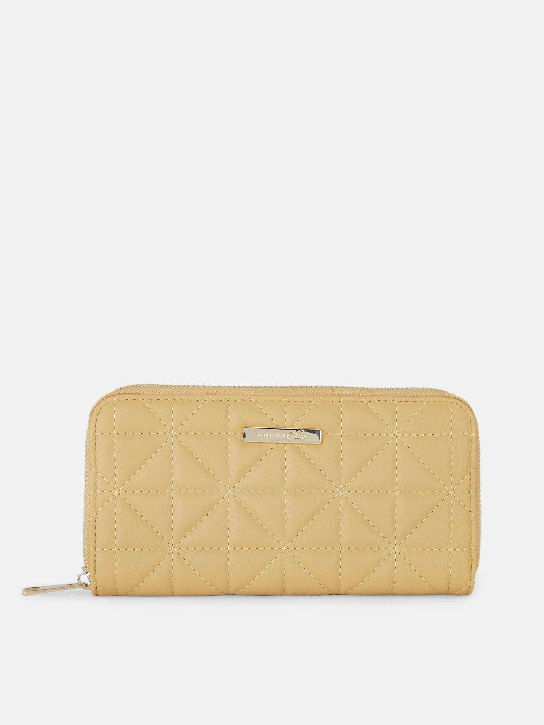 forever glam by pantaloons women yellow leather zip around wallet