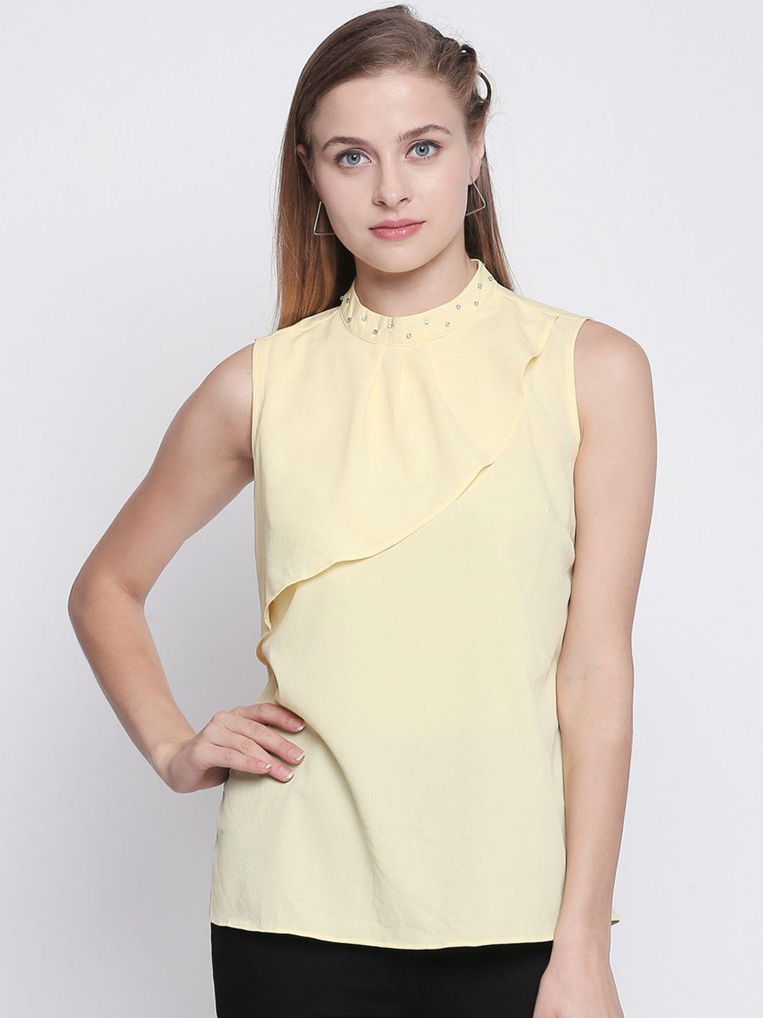 forever glam by pantaloons women yellow solid top