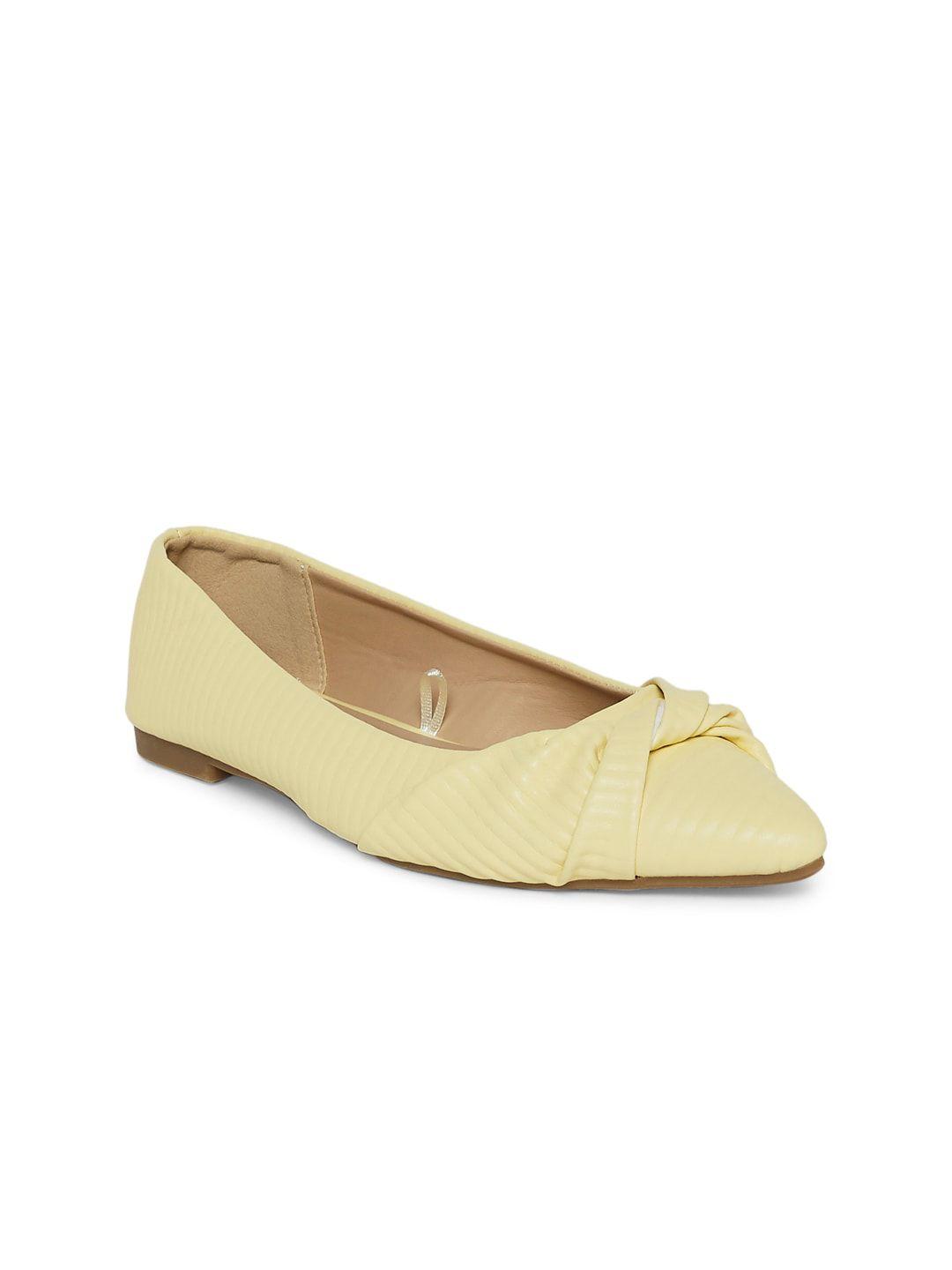 forever glam by pantaloons women yellow textured bows flats