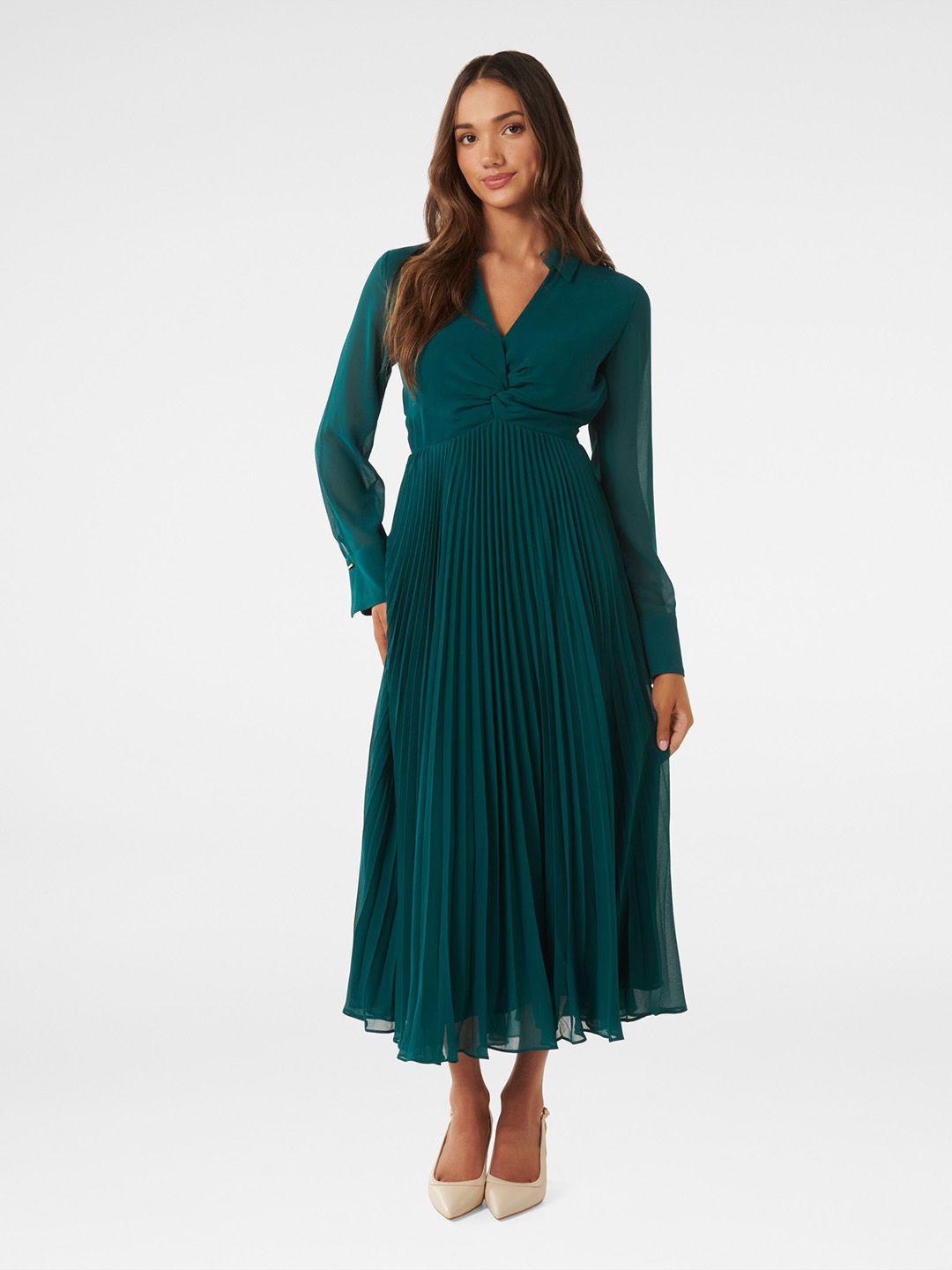 forever new accordion pleats twisted fit & flare maxi dress