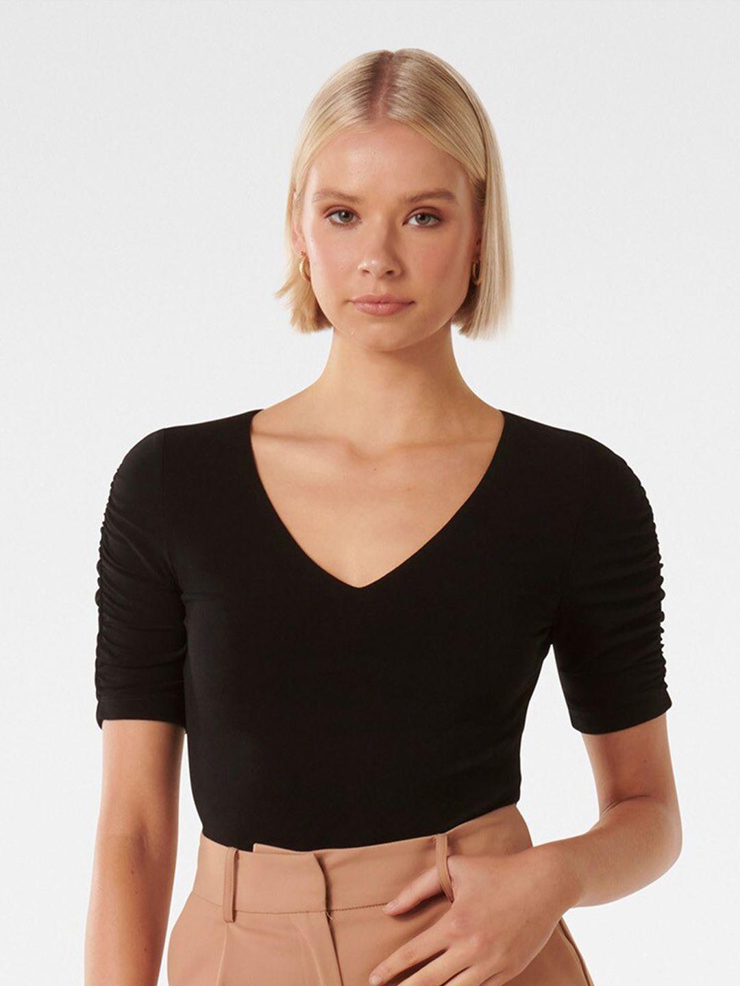 forever new black & licorice crepe top