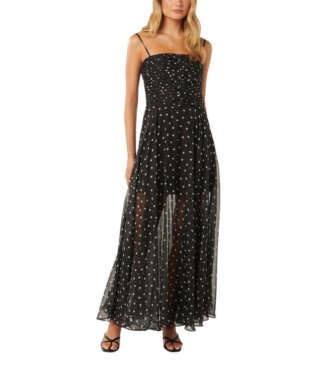 forever new black edmond spot brandy sheer polka dot regular fit maxi dress