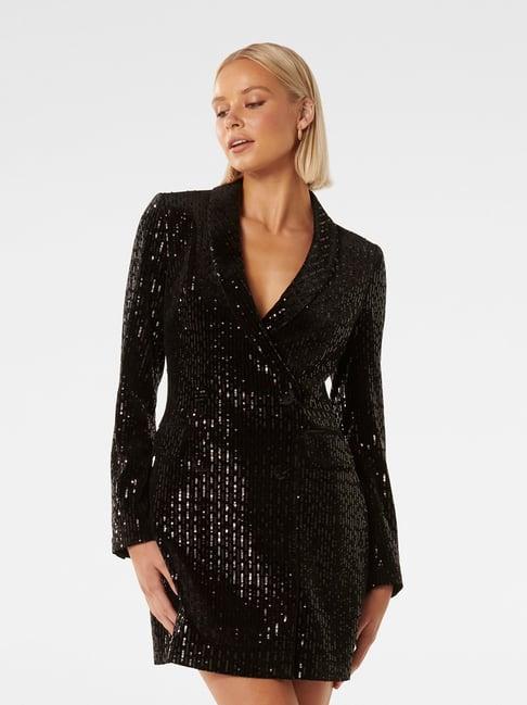 forever new black embellished blazer dress