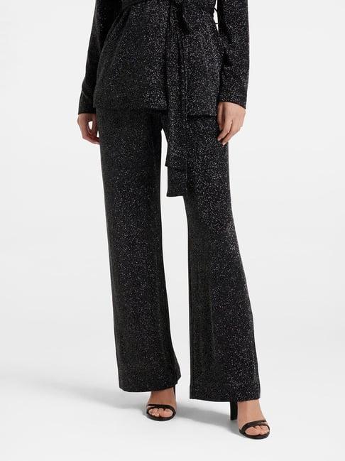 forever new black embellished regular fit high rise pants