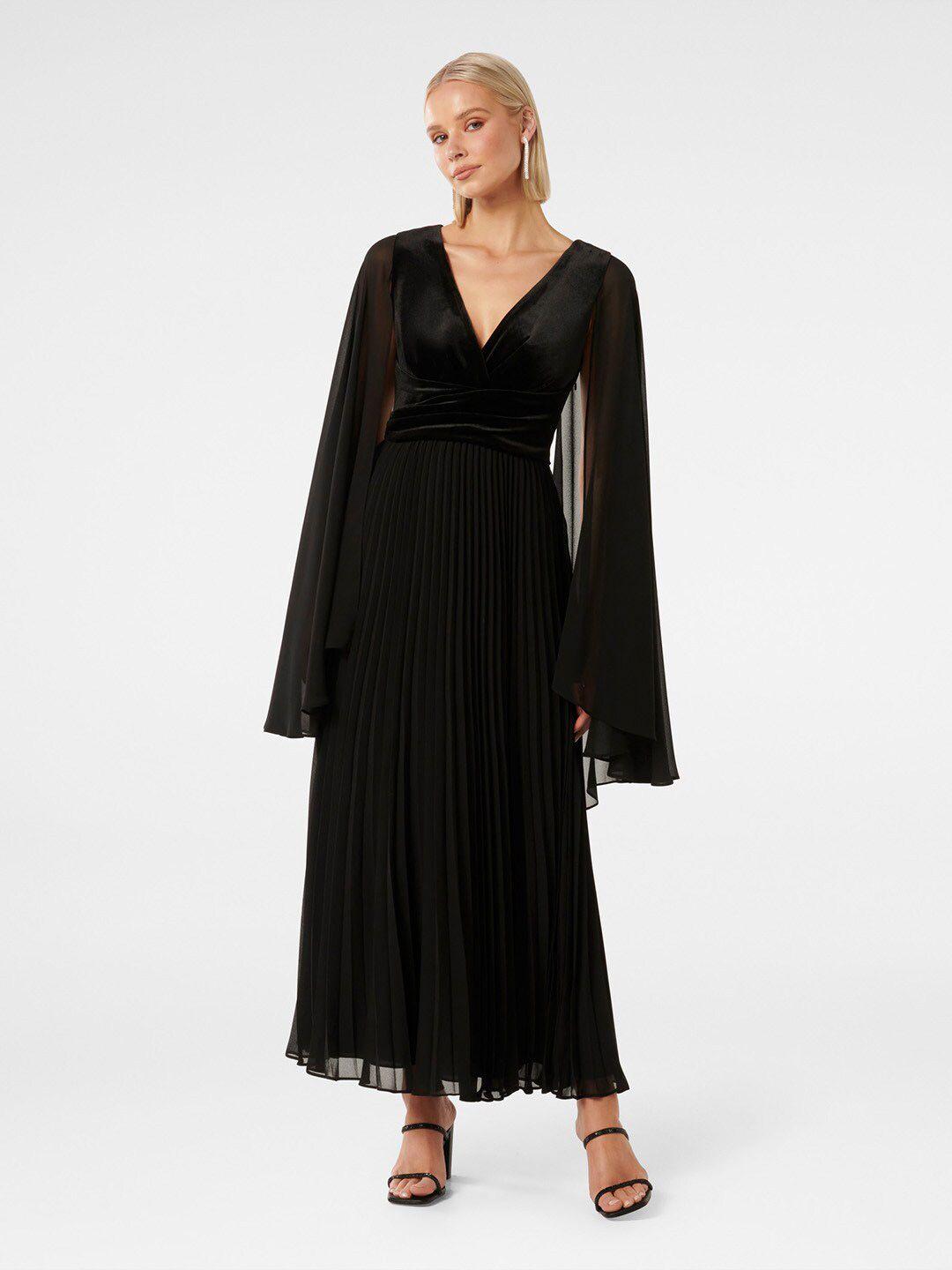 forever new black fit & flare maxi dress