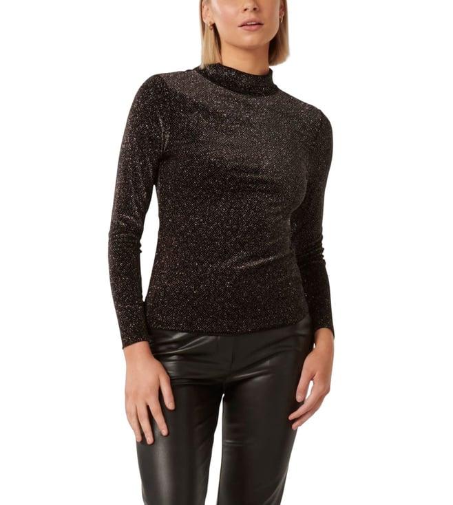 forever new black geo metallic marina embellished slim fit top