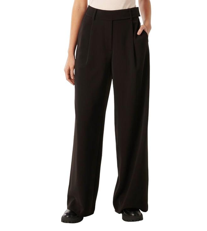 forever new black isla straight fit pleated trousers