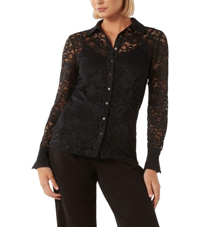 forever new black ita floral regular fit shirt