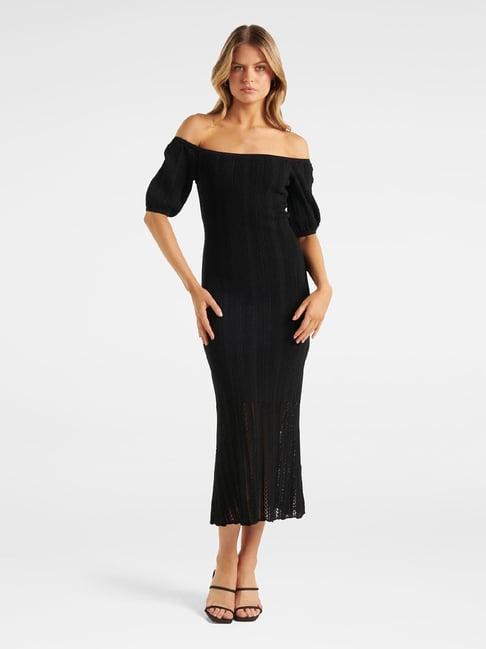 forever new black knit maxi a line dress