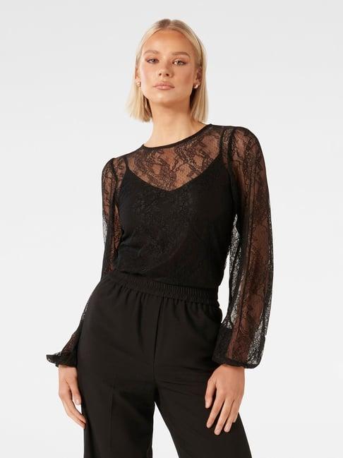 forever new black lace top