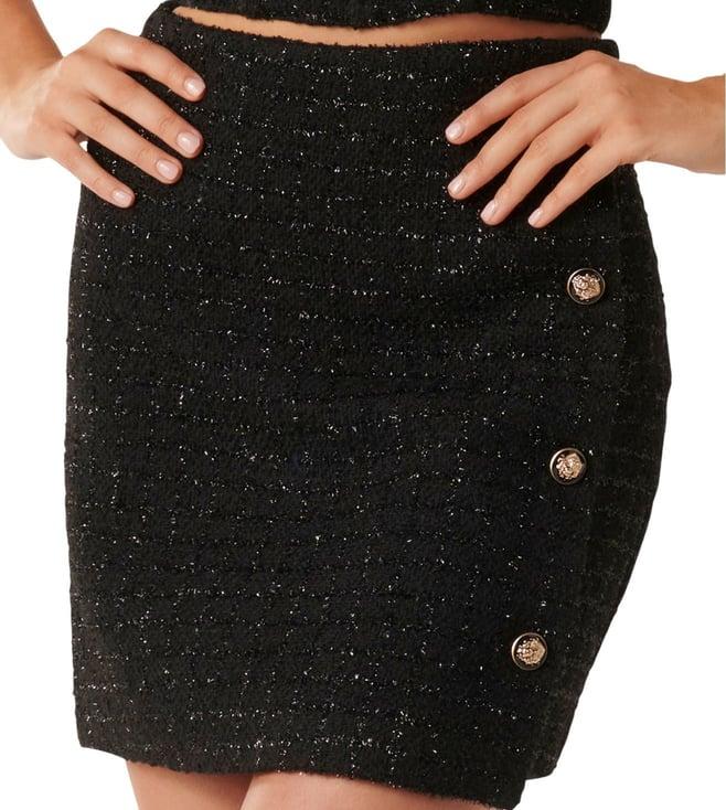 forever new black metallic suit amarie boucle checked regular fit mini skirt