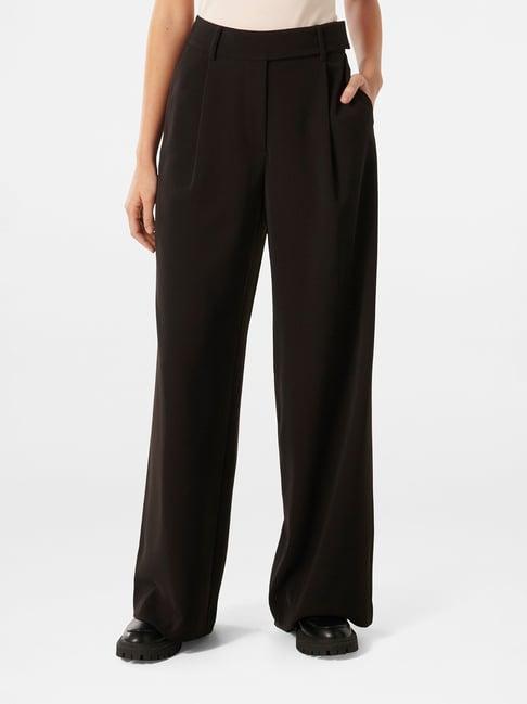 forever new black polyester regular fit trousers